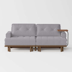 Mid-Century Modern Leather Sofa Bed With Adjustable Backrest