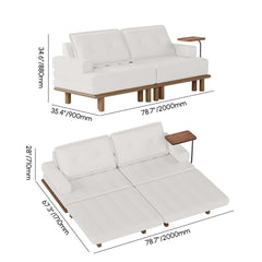 Mid-Century Modern Leather Sofa Bed With Adjustable Backrest Dimensions