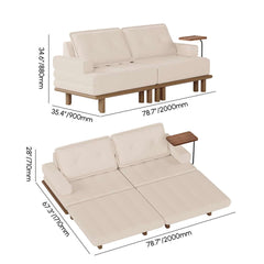 Mid-Century Modern Leather Sofa Bed With Adjustable Backrest Dimensions