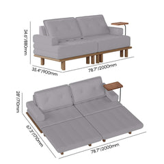 Mid-Century Modern Leather Sofa Bed With Adjustable Backrest Dimensions