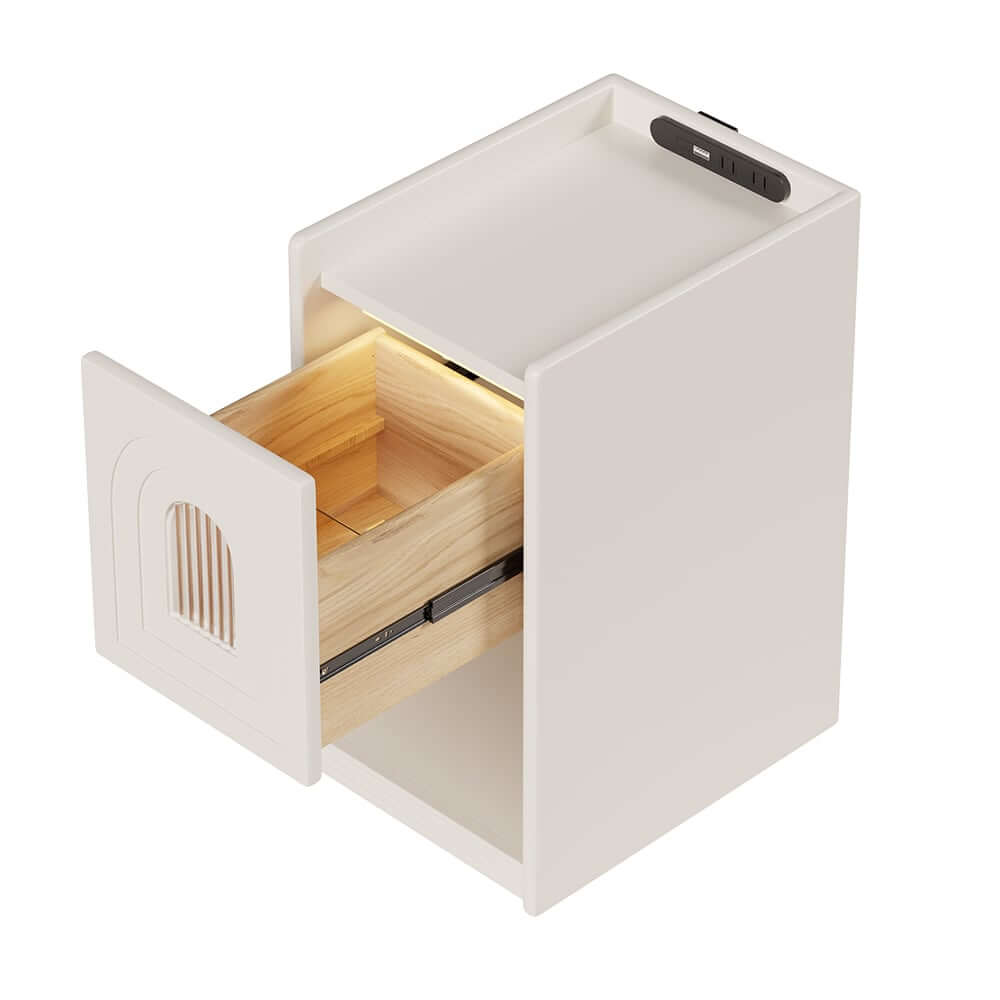 Mid-Century Modern LED Nightstand With USB Charging