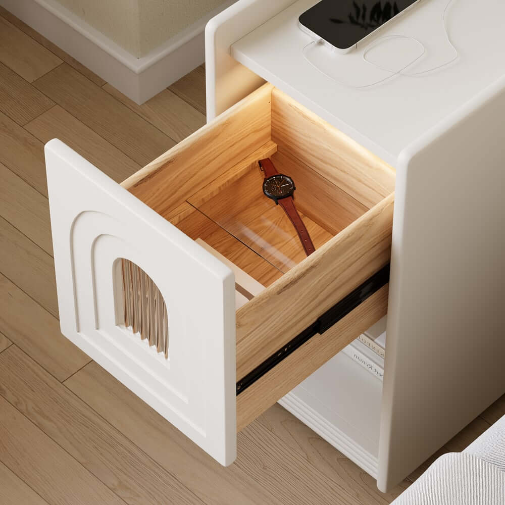 Mid-Century Modern LED Nightstand With USB Charging