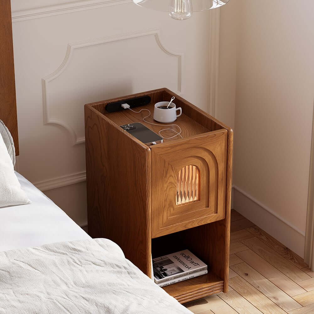 Mid-Century Modern LED Nightstand With USB Charging
