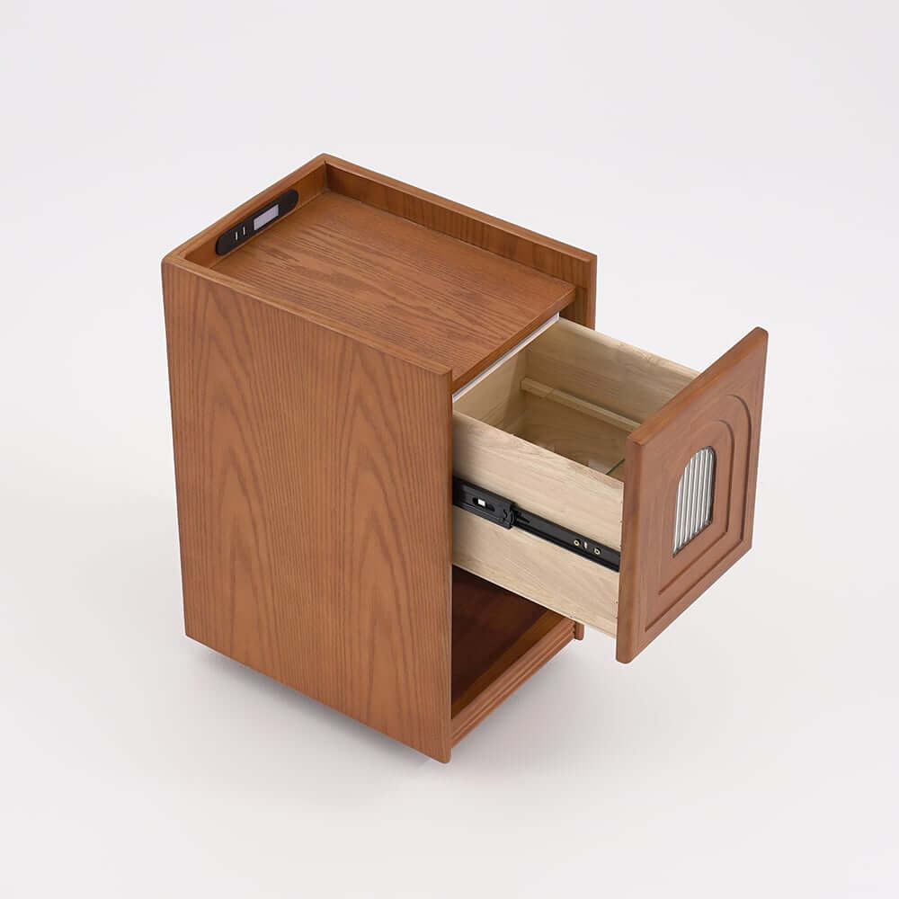 Mid-Century Modern LED Nightstand With USB Charging