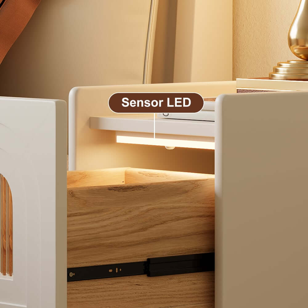 Mid-Century Modern LED Nightstand With USB Charging