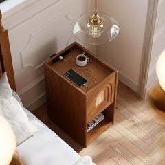 Mid-Century Modern LED Nightstand With USB Charging