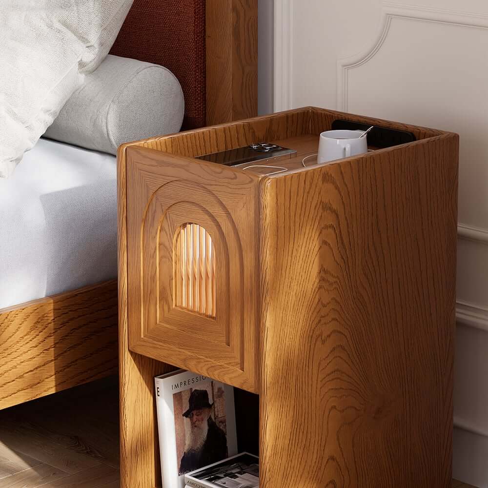 Mid-Century Modern LED Nightstand With USB Charging