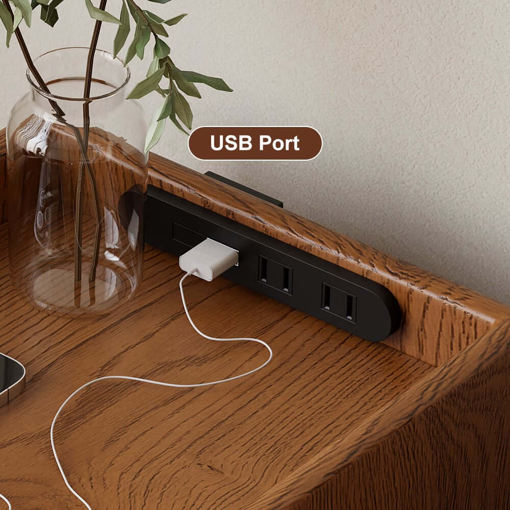 Mid-Century Modern LED Nightstand With USB Charging