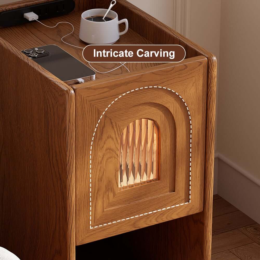 Mid-Century Modern LED Nightstand With USB Charging