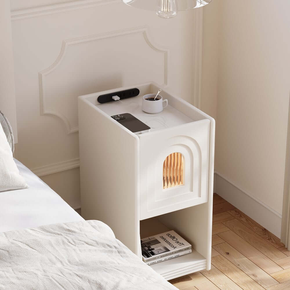 Mid-Century Modern LED Nightstand With USB Charging