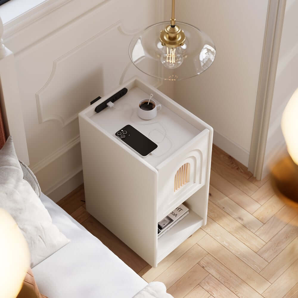 Mid-Century Modern LED Nightstand With USB Charging