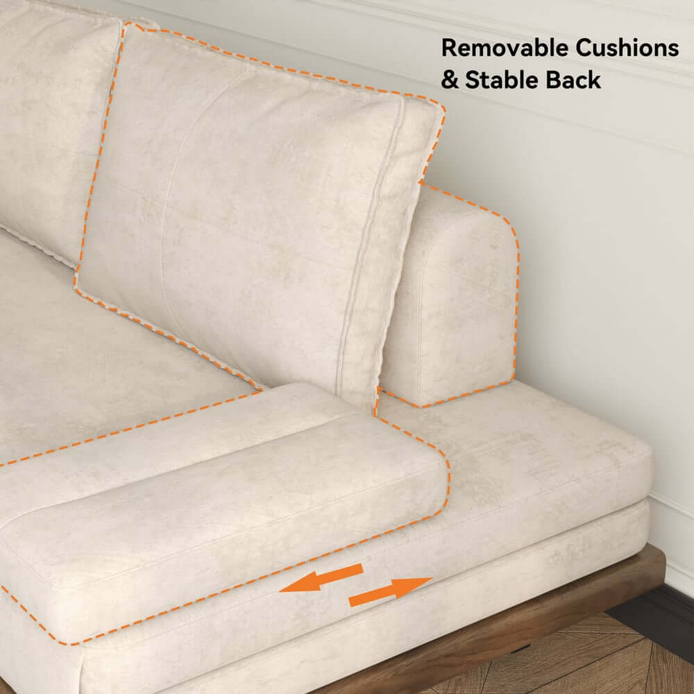 Mid-Century Modern Linen Sofa Bed With Adjustable Backrest