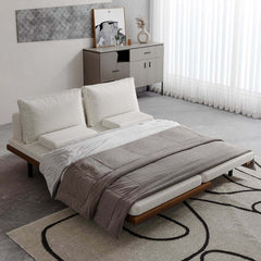 Mid-Century Modern Linen Sofa Bed With Adjustable Backrest