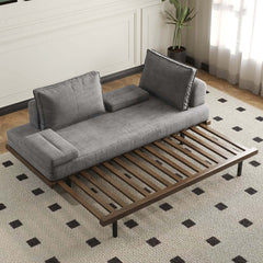 Mid-Century Modern Linen Sofa Bed With Adjustable Backrest