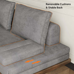 Mid-Century Modern Linen Sofa Bed With Adjustable Backrest