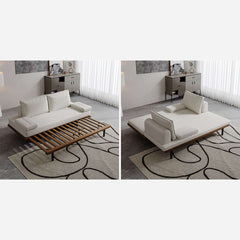 Mid-Century Modern Linen Sofa Bed With Adjustable Backrest