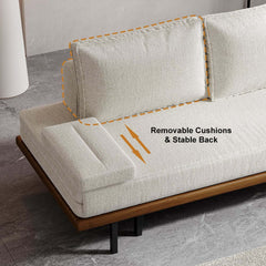 Mid-Century Modern Linen Sofa Bed With Adjustable Backrest