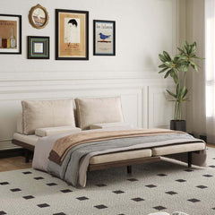 Mid-Century Modern Linen Sofa Bed With Adjustable Backrest