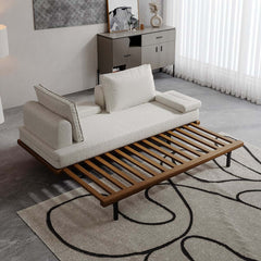 Mid-Century Modern Linen Sofa Bed With Adjustable Backrest