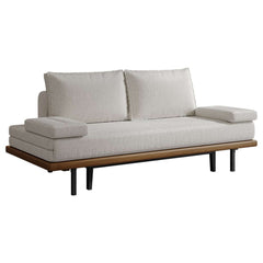 Mid-Century Modern Linen Sofa Bed With Adjustable Backrest