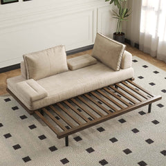 Mid-Century Modern Linen Sofa Bed With Adjustable Backrest