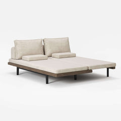 Mid-Century Modern Linen Sofa Bed With Adjustable Backrest