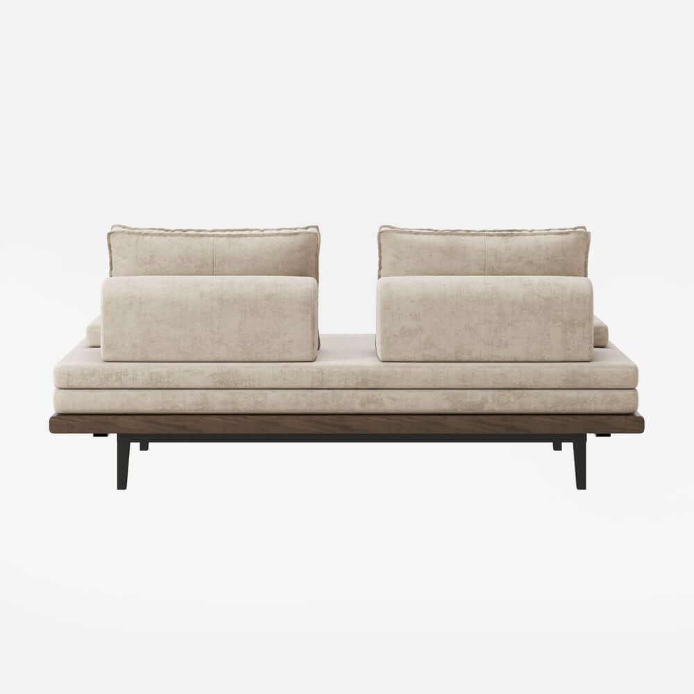 Mid-Century Modern Linen Sofa Bed With Adjustable Backrest