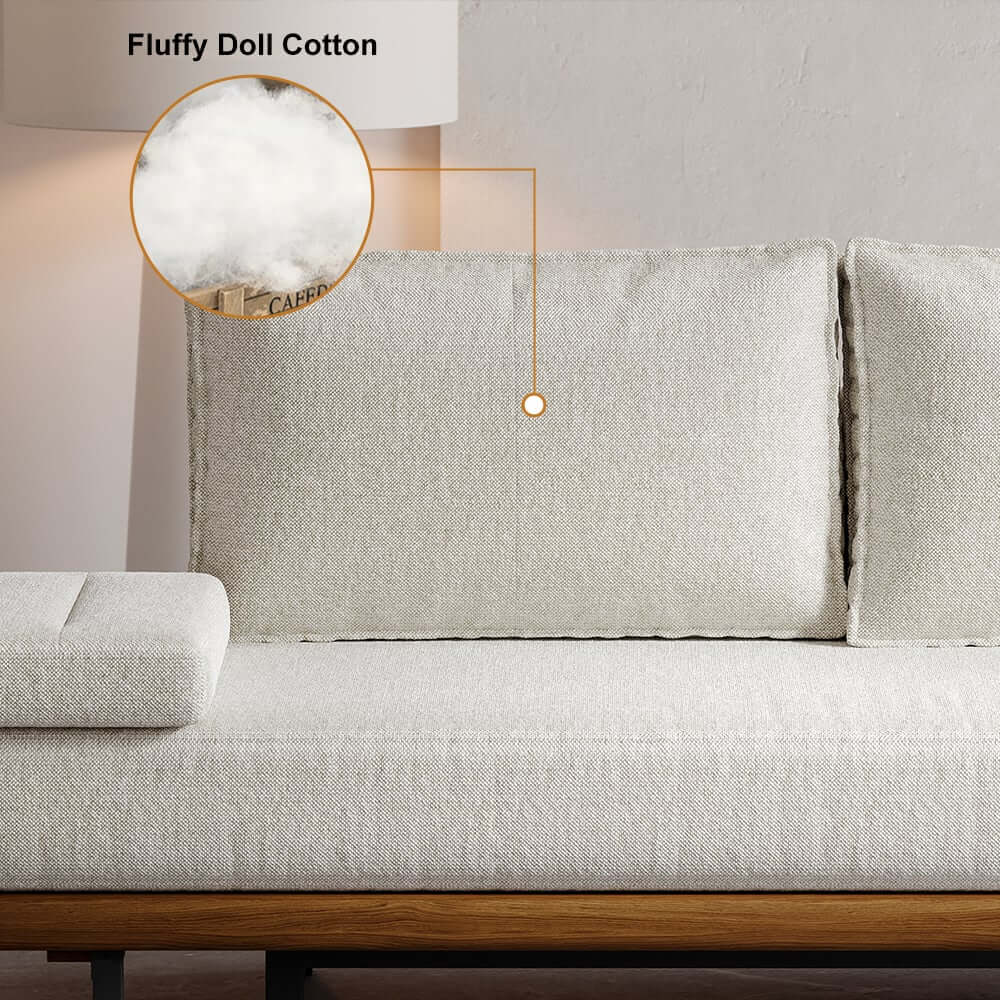 Mid-Century Modern Linen Sofa Bed With Adjustable Backrest