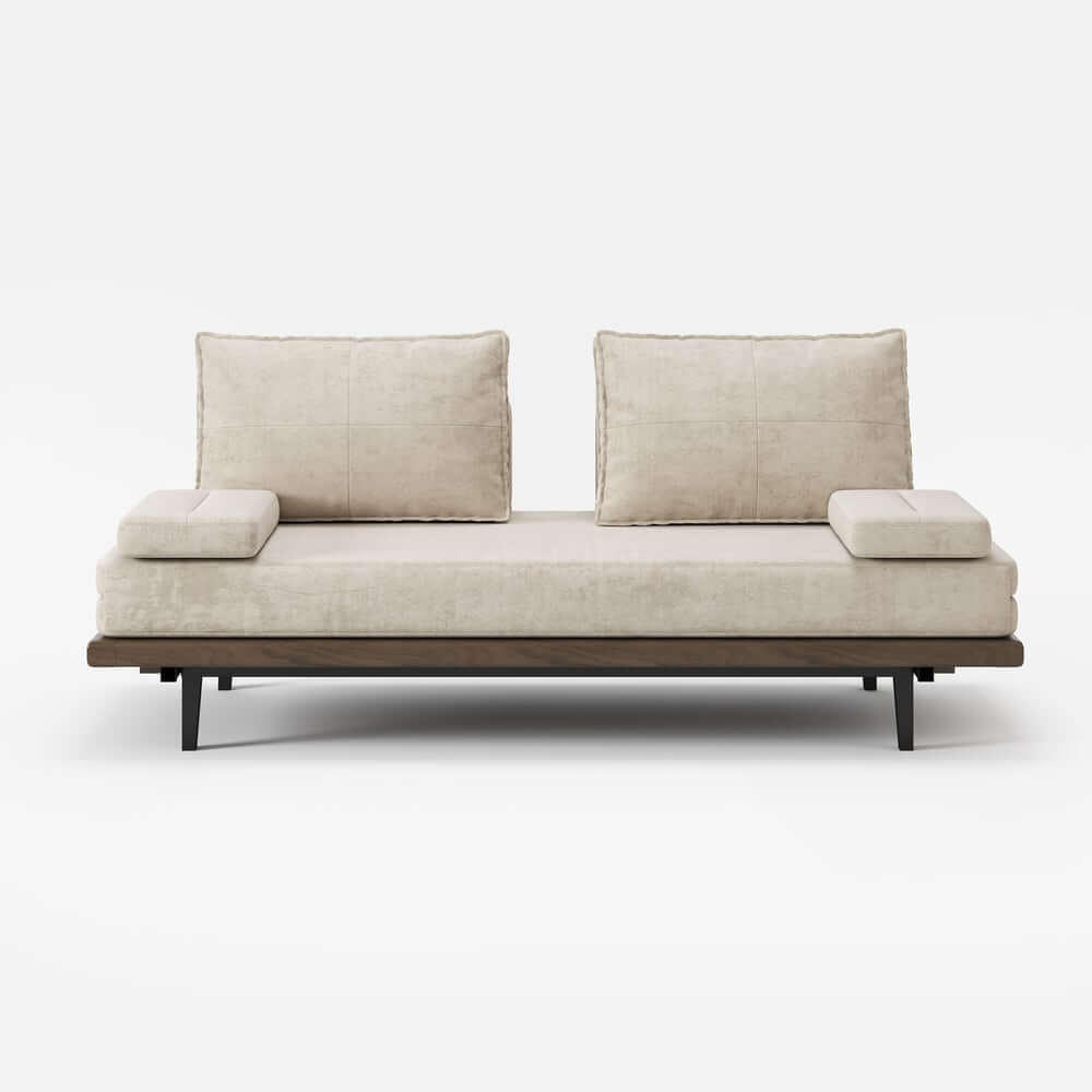 Mid-Century Modern Linen Sofa Bed With Adjustable Backrest