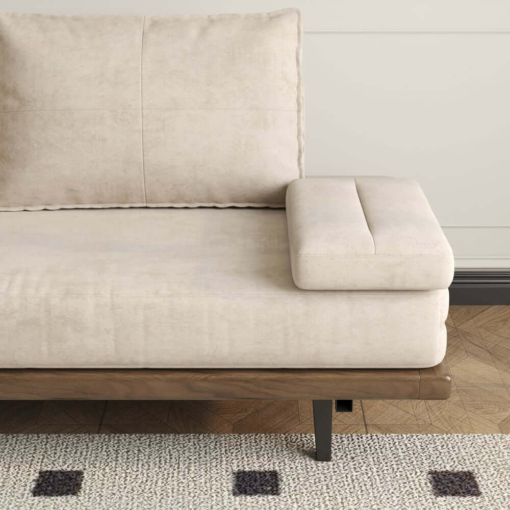 Mid-Century Modern Linen Sofa Bed With Adjustable Backrest