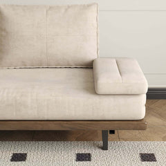 Mid-Century Modern Linen Sofa Bed With Adjustable Backrest