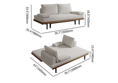 Mid-Century Modern Linen Sofa Bed With Adjustable Backrest Dimensions