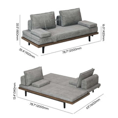 Mid-Century Modern Linen Sofa Bed With Adjustable Backrest Dimensions