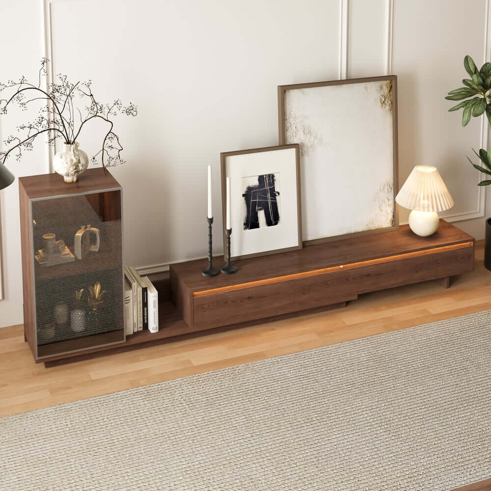 Mid-Century Modern MDF TV Stand With LED Lights