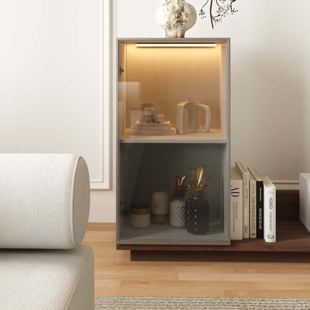 Mid-Century Modern MDF TV Stand With LED Lights