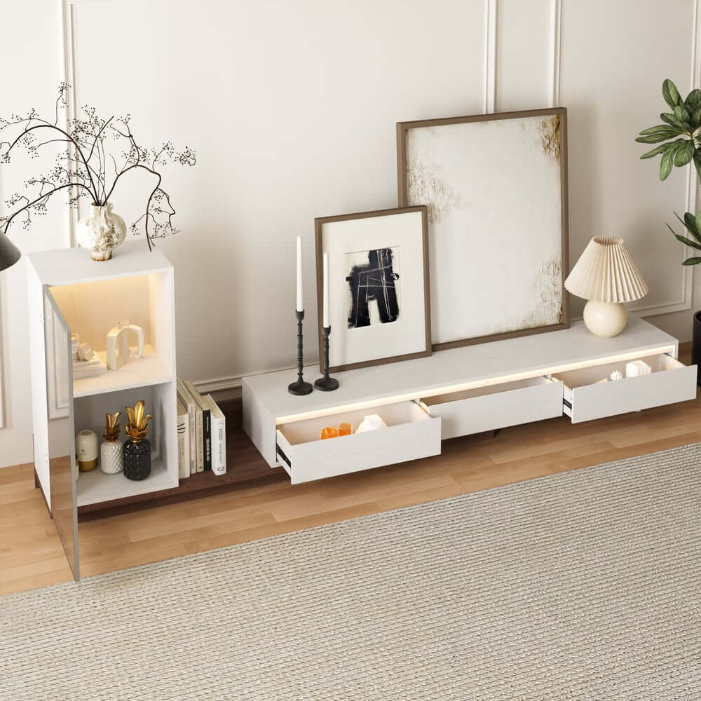 Mid-Century Modern MDF TV Stand With LED Lights