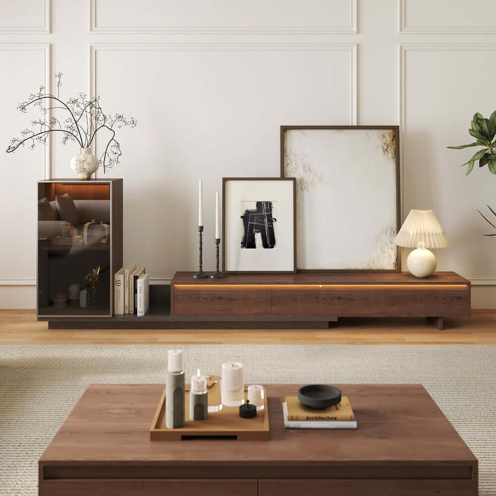 Mid-Century Modern MDF TV Stand With LED Lights