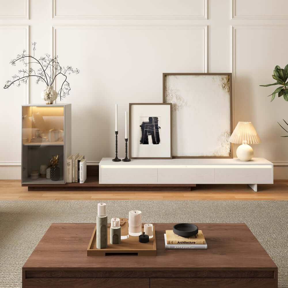 Mid-Century Modern MDF TV Stand With LED Lights