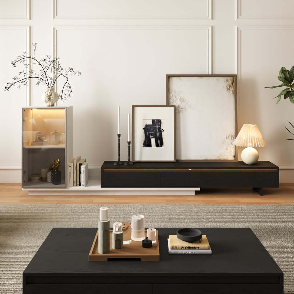 Mid-Century Modern MDF TV Stand With LED Lights