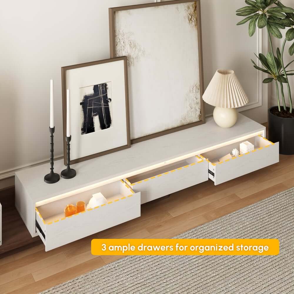 Mid-Century Modern MDF TV Stand With LED Lights