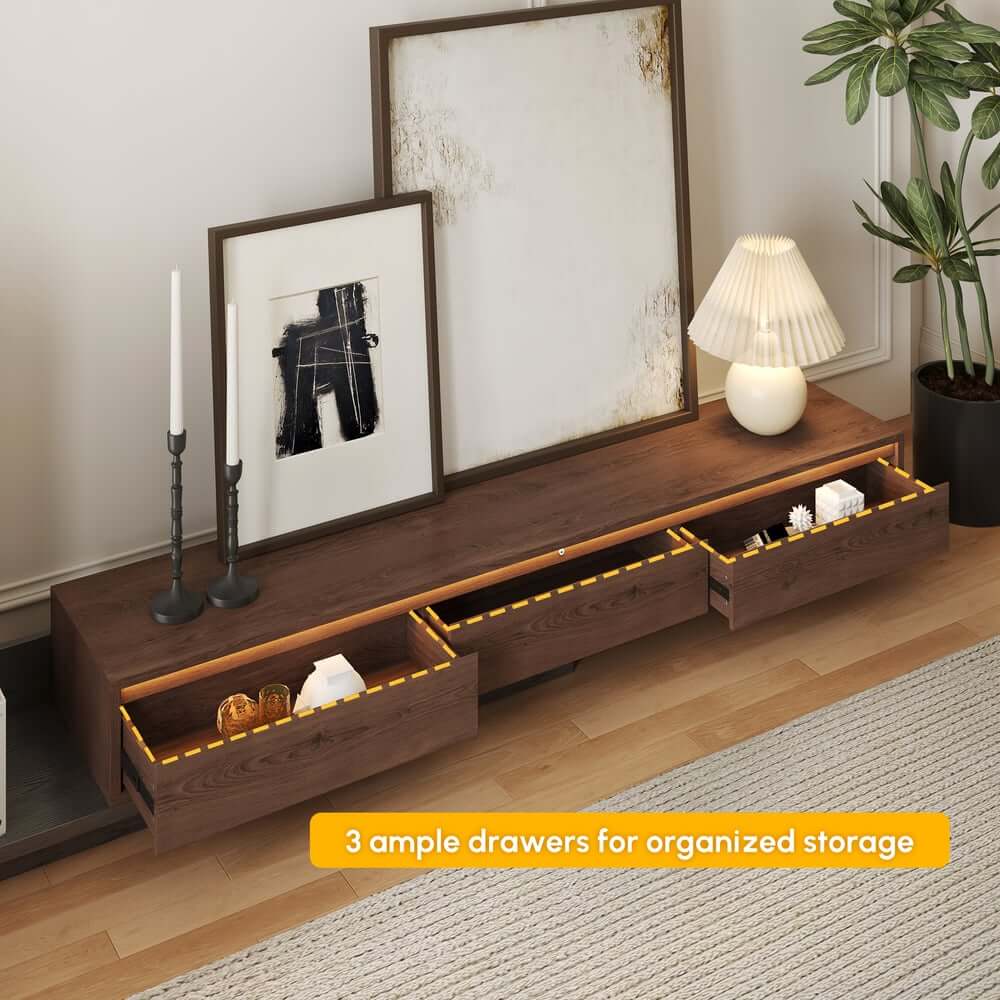 Mid-Century Modern MDF TV Stand With LED Lights
