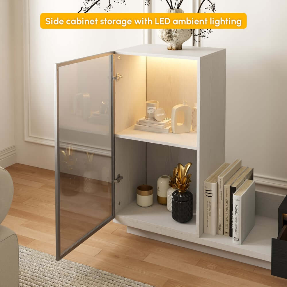 Mid-Century Modern MDF TV Stand With LED Lights