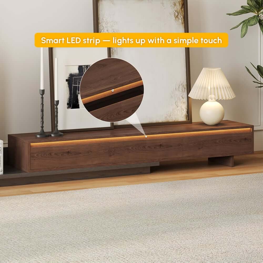 Mid-Century Modern MDF TV Stand With LED Lights