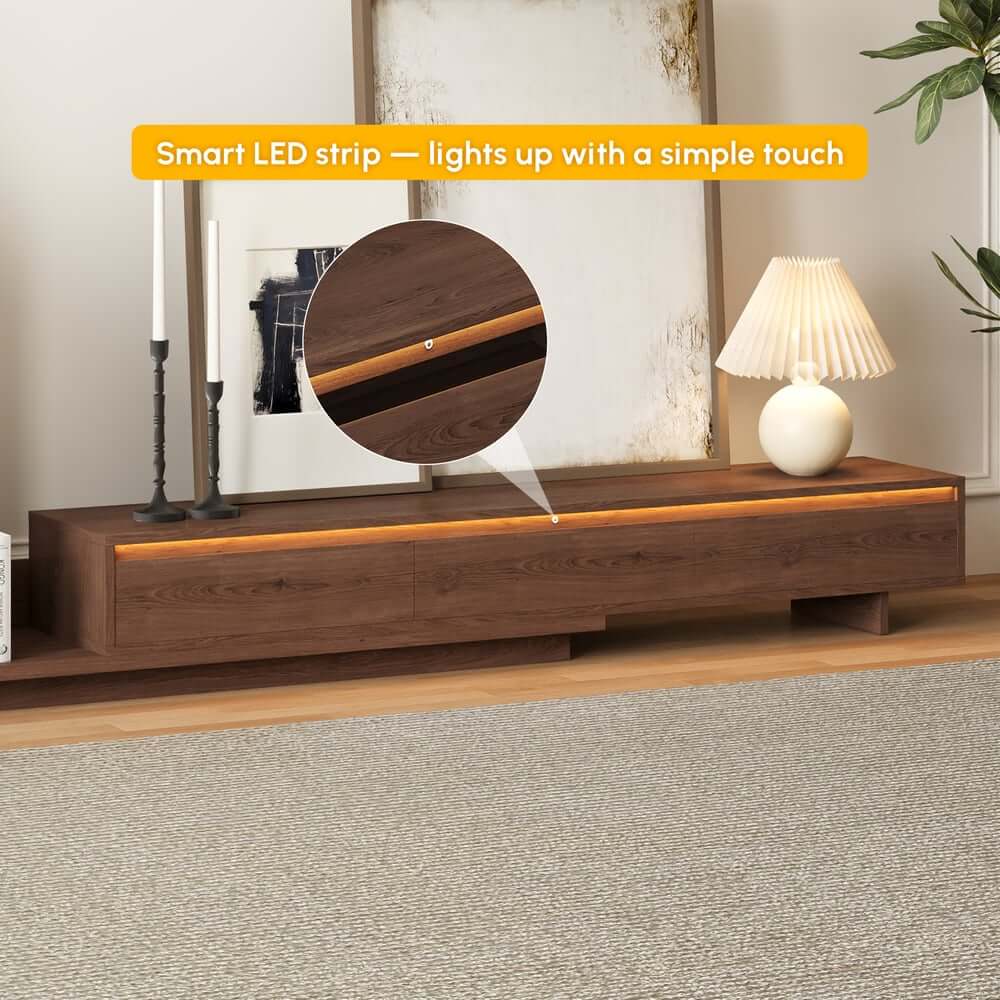 Mid-Century Modern MDF TV Stand With LED Lights