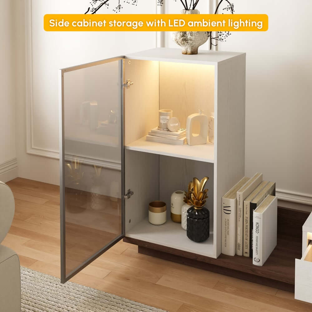 Mid-Century Modern MDF TV Stand With LED Lights