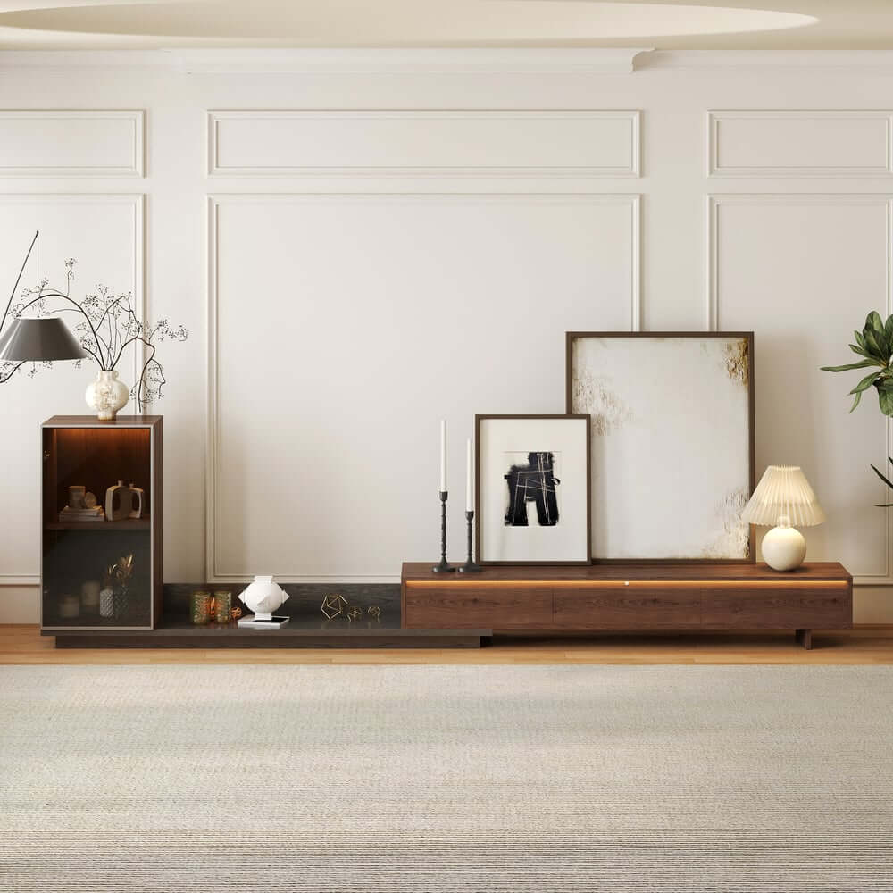 Mid-Century Modern MDF TV Stand With LED Lights