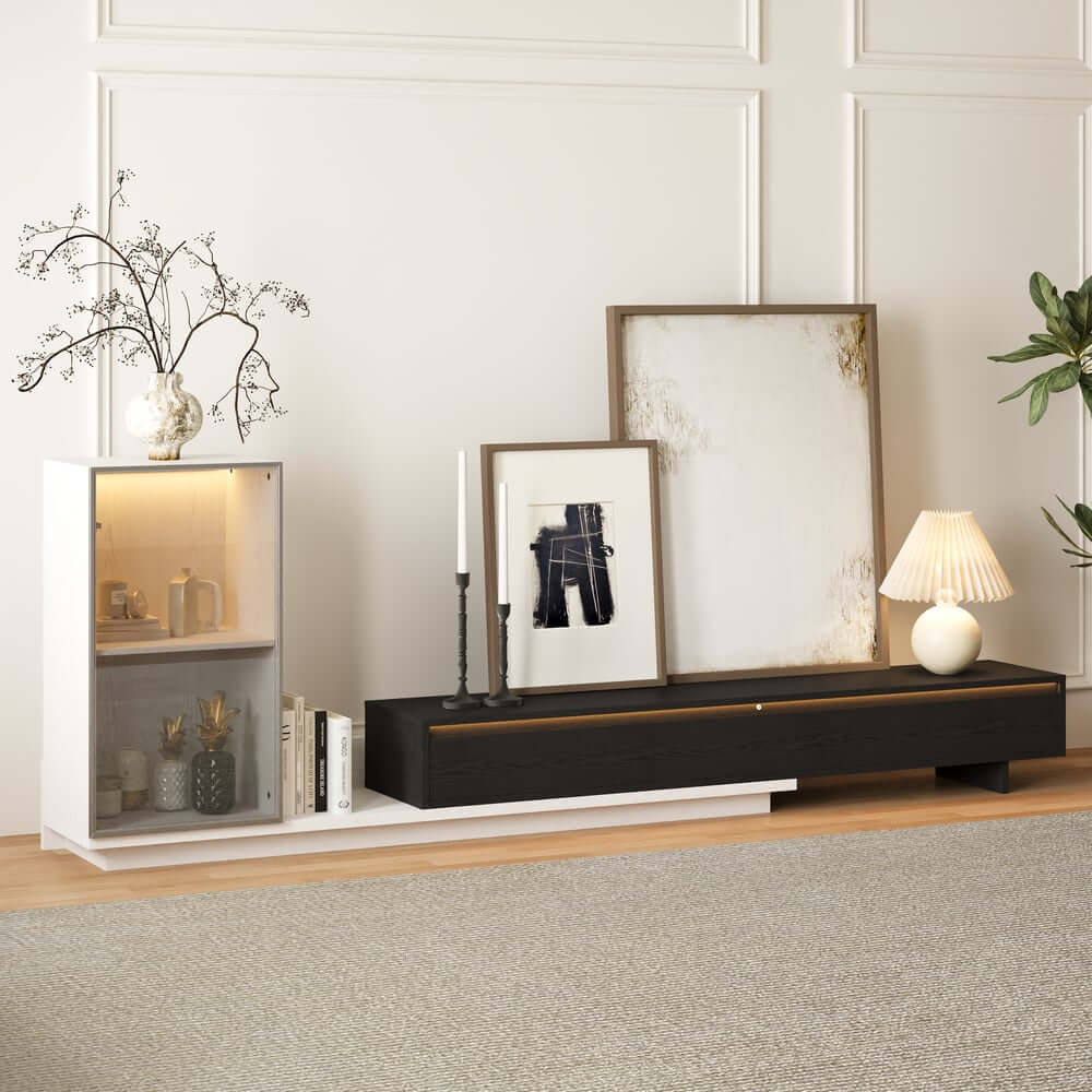Mid-Century Modern MDF TV Stand With LED Lights