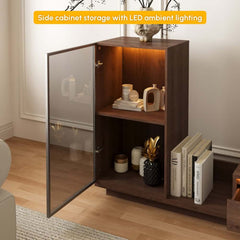 Mid-Century Modern MDF TV Stand With LED Lights