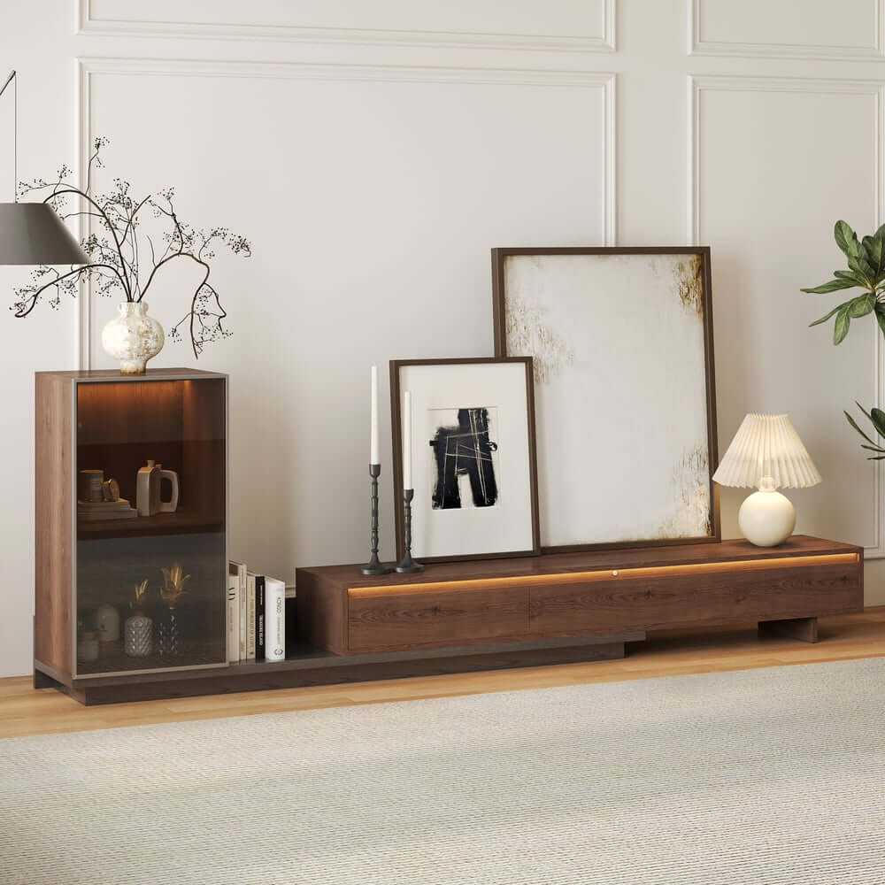 Mid-Century Modern MDF TV Stand With LED Lights