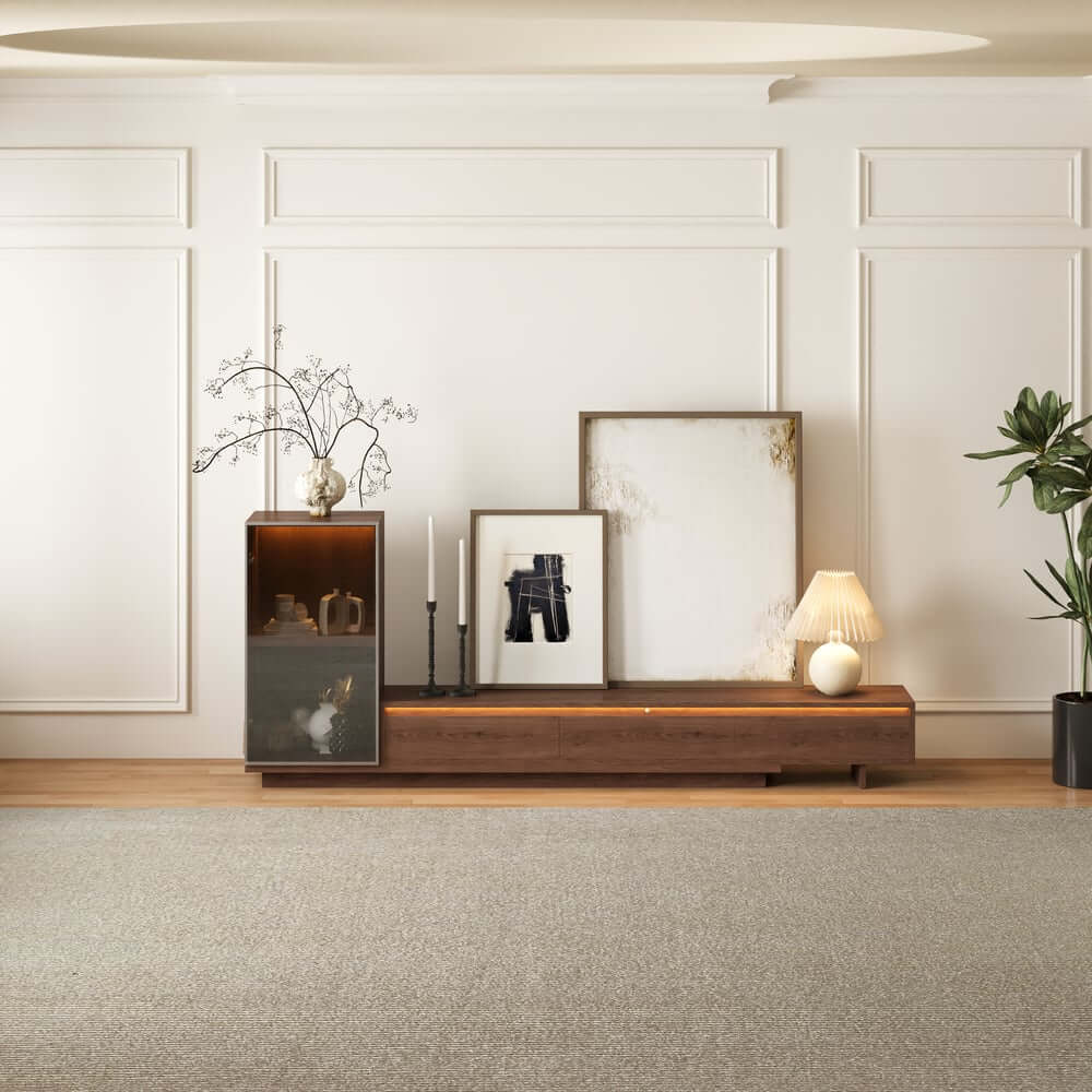 Mid-Century Modern MDF TV Stand With LED Lights